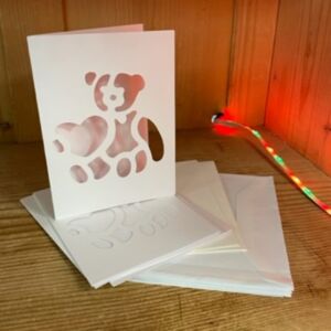 OUTLET Wenskaarten passepartout beer met hart 5 st, wit