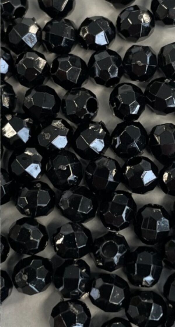 OUTLET Acryl facetkralen 10 mm, zwart, 50 stuks