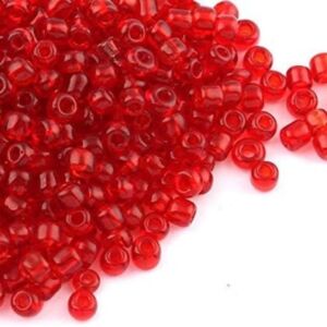 OUTLET Glazen kraaltjes/borduurkraaltjes/rocailles, 2.3 mm, 100gram, transparant, oranjerood