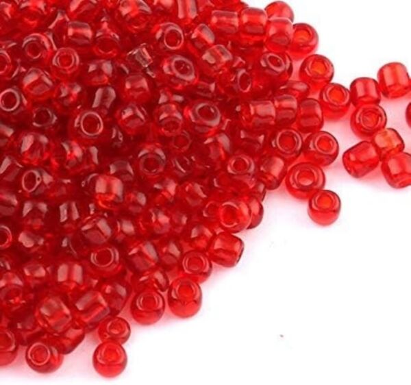 OUTLET Glazen kraaltjes/borduurkraaltjes/rocailles, 2.3 mm, 100gram, transparant, oranjerood