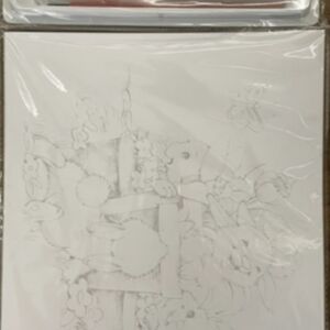 OUTLET Learn to paint, 4 kleurplaten van konijntjes, incl. penseel en 8 napjes verf,