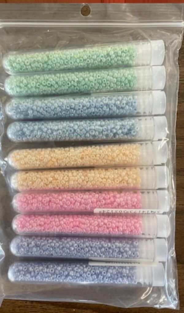 OUTLET Glazen kraaltjes/ rocailles ceylon, assortiment pastel , 2mm (11/0), 10 buisjes a 6 gram