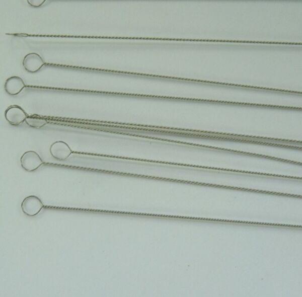 OUTLET Getorste kralenrijgnaald / kralennaald 0.25mm, 9 cm lang, 10 stuks