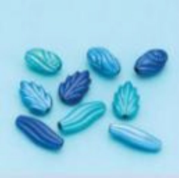 OUTLET Kunststof kralen satin, blauw mix, 10 gram