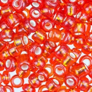 OUTLET Glazen kraaltjes/borduurkraaltjes/rocailles, transparant met zilverkern, 3 mm (8/0), 6 gram , rood