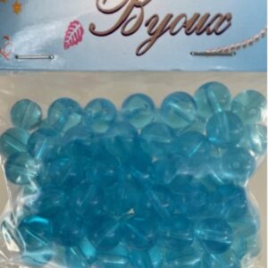 OUTLET Transparante glaskralen rond, 6 mm, 200 stuks, aqua