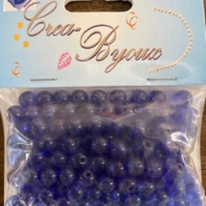 OUTLET Transparante glaskralen rond, 6 mm, 200 stuks, blauw