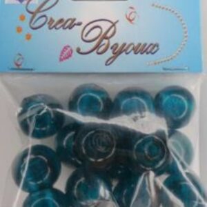 OUTLET Ronde glaskralen 15mm, 14 stuks, turquoise