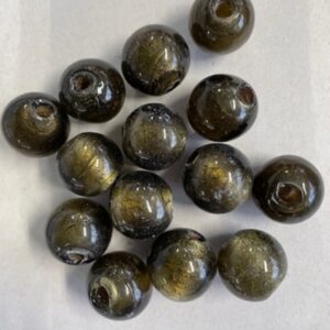 OUTLET Ronde glaskralen 15mm, 14 stuks, brons
