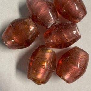 OUTLET Ovale glaskralen 17 x 25mm, 6 stuks, rood