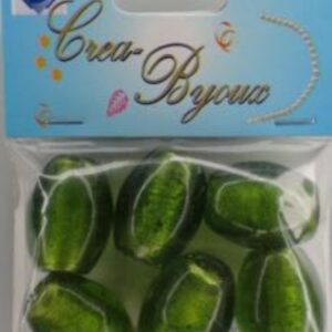 OUTLET Ovale glaskralen 17 x 25mm, 6 stuks, groen