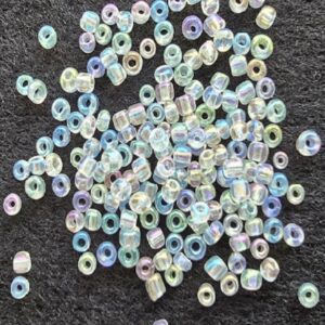 OUTLET Glazen kraaltjes/borduurkraaltjes/rocailles rainbow, 3 mm, 50 gram, kristal AB