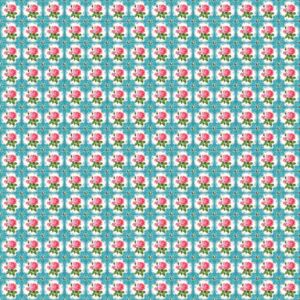 Bedrukte katoenen stof, 45 x 50 cm, so cute blauw, bloemen motief