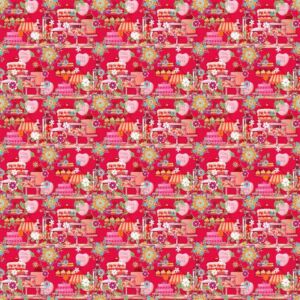 Bedrukte katoenen stof, 45 x 50 cm, so cute rood, patisserie motief