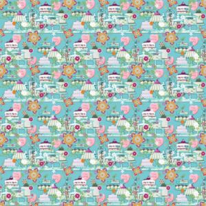 Bedrukte katoenen stof, 45 x 50 cm, so cute blauw, patisserie