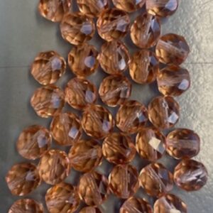 OUTLET glazen facetkralen 8mm, 45 stuks, zalm