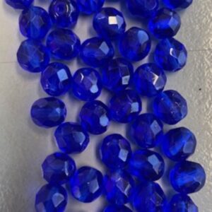 OUTLET glazen facetkralen 8mm, 45 stuks, blauw