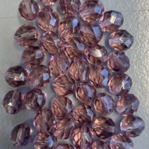 OUTLET glazen facetkralen 8mm, 45 stuks, lila