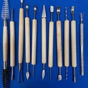 Boetseergereedschap RVS / modeleergereedschap voor klei, set 11-delig