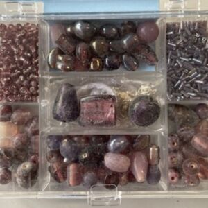 Glaskralen mix, 7-vaks, paars/lila