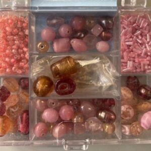 Glaskralen mix, 7-vaks, roze