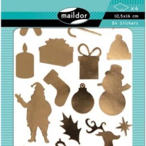 Stickervellen kerstmis, goud en zilver, 4 vel