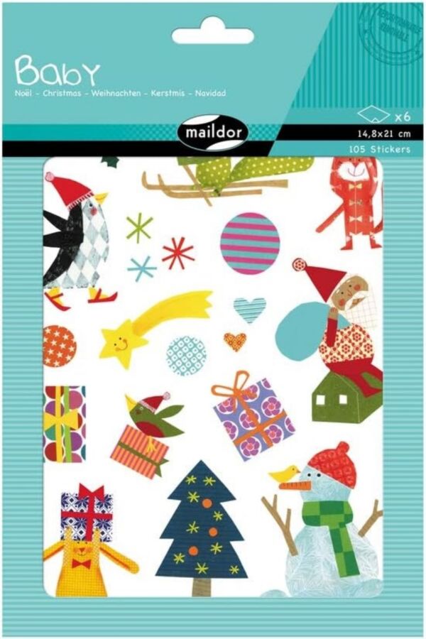 Stickervellen, baby kerstmis, 6 vellen
