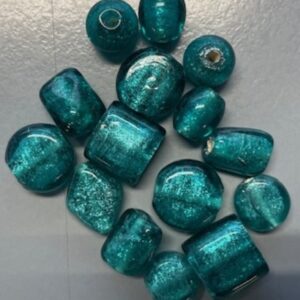 OUTLET Glaskralen mix, 25 gram, turquoise