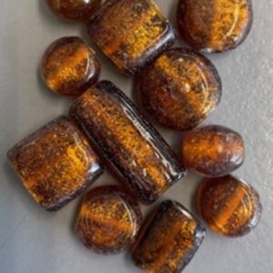 OUTLET Glaskralen mix,25 gram, koper / bruin