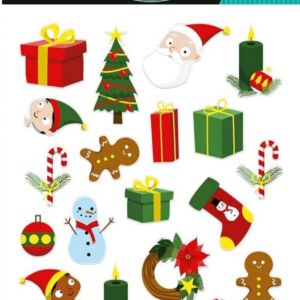 3D stickervel 7.5 x 12 cm, traditionele kerstmis