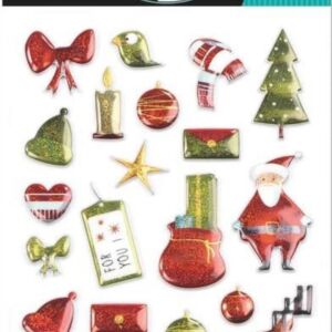 3D stickervel 7.5 x 12 cm, trendy kerst