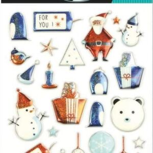3D stickervel 7.5 x 12 cm, kerstmis baby blauw