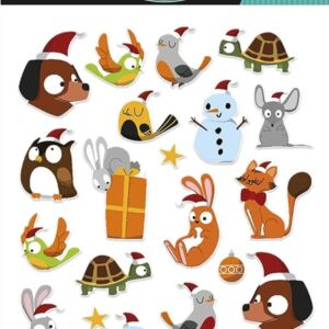 3D stickervel 7.5 x 12 cm, kerstmis dieren