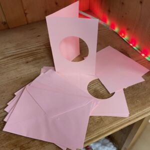 OUTLET Wenskaarten passepartout rond 6 st, roze