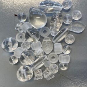 OUTLET glaskralen, mix, 40 gram, kristal