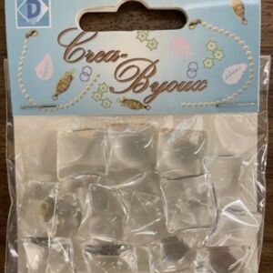 OUTLET Glazen cabochons / plakstenen, transparant, vierkant, 15 x 15 mm, 20 stuks