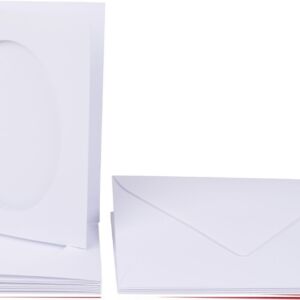 OUTLET Wenskaarten passepartout deco ovaal, 5 st, wit