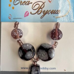 OUTLET Luxe kettinghanger van glas, rechthoek / rond, amethyst