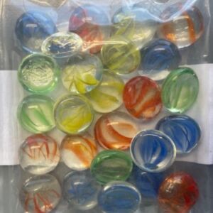 Glasnuggets, 17-20 mm, 100 gram, ca. 20-25 st, mix met kleurenpatronen