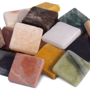 Marmeren mozaieksteentjes, 20 x 20 x 4 mm, 200 gr, assortiment