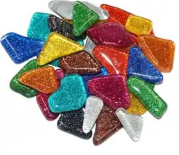 Softmozaiek glassteentjes, glitter, 200 gram, assortiment