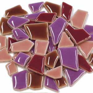 Keramische mozaiekstukjes, 200 gram, ca. 180 st, lila mix