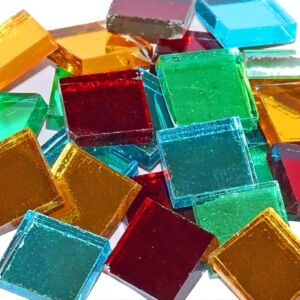 Spiegelmozaieksteentjes 20x20mm, kleurenmix, 125 gr (ca. 40 stuks)