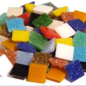 Glasmozaieksteentjes, 20x20 mm 200 gr bonte mix