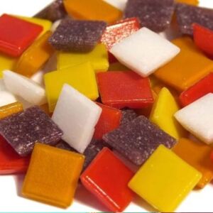 Glasmozaieksteentjes, 20x20 mm 200 gr rood mix