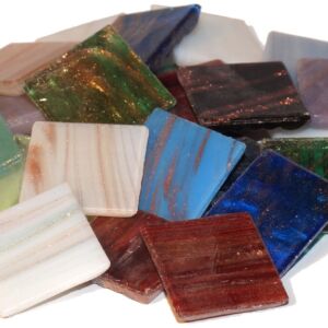 Glasmozaieksteentjes, 10x10 mm 200 gr luxe bonte mix