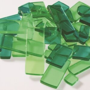 Acrylmozaiek 100 gram, groen mix in diversen vormen