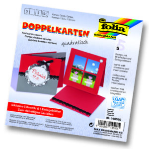 Dubbele wenskaarten vierkant 5st rood