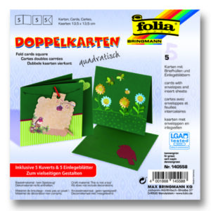 Dubbele wenskaarten vierkant 5st kerstgroen