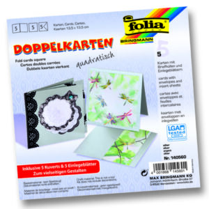 Dubbele wenskaarten vierkant 5st zilver